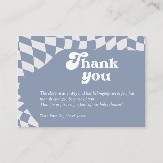 Oh jongen! Blauw geruit | Gingham | Dank u Informatiekaartje (Voorkant)