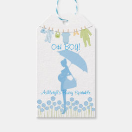 OH JONGEN! Blauw Silhouet Baby Sprinkle Cadeaulabel