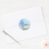 Oh Jongen Blauwe Ballon Eucalyptus Cupcake Topper Ronde Sticker (Envelop)