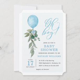 Oh Jongen Blauwe Ballon Groene Baby Shower Kaart