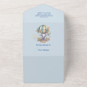 Oh jongen blauwe waterverf olifant baby shower all in one uitnodiging (Buitenkant)