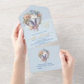 Oh jongen blauwe waterverf olifant baby shower all in one uitnodiging (Afscheurbaar)
