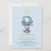 Oh jongen blauwe waterverf olifant baby shower kaart (Voorkant)