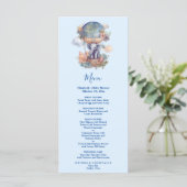 Oh jongen blauwe waterverf olifant baby shower menu (Staand voorkant)
