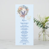 Oh jongen blauwe waterverf olifant baby shower menu (Staand voorkant)