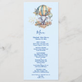 Oh jongen blauwe waterverf olifant baby shower menu (Achterkant)