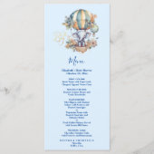 Oh jongen blauwe waterverf olifant baby shower menu (Voorkant)
