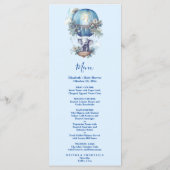 Oh jongen blauwe waterverf olifant baby shower menu (Achterkant)