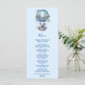 Oh jongen blauwe waterverf olifant baby shower menu (Staand voorkant)