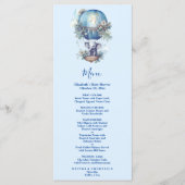 Oh jongen blauwe waterverf olifant baby shower menu (Voorkant)