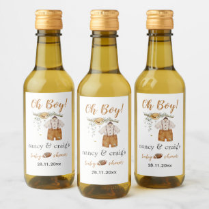 Oh jongen! Boho Football Waterverf Baby shower Min Wijn Etiket