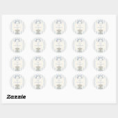 Oh jongen Boog Carrousel  Blauwe Streep Baby Showe Ronde Sticker (Vel)