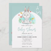 Oh jongen | Bunny Rabbit Baby shower Invitation Kaart (Voorkant / Achterkant)