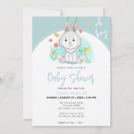 Oh jongen | Bunny Rabbit Baby shower Invitation Kaart