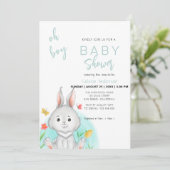 Oh jongen | Bunny Rabbit Baby shower Invitation Kaart (Staand voorkant)
