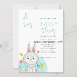 Oh jongen | Bunny Rabbit Baby shower Invitation Kaart