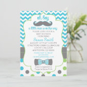 Oh jongen Chevron Mustache baby shower uitnodiging (Staand voorkant)