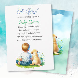 Oh jongen! Een Baby en zijn Dog Baby shower Kaart