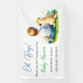 Oh jongen! Een Baby en zijn Dog Baby shower Spandoek (Verticaal)
