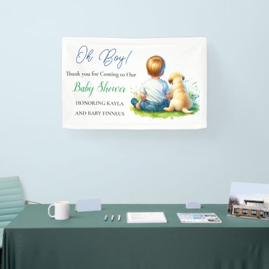 Oh jongen! Een Baby en zijn Dog Baby shower Spandoek (Beurs)