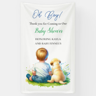 Oh jongen! Een Baby en zijn Dog Baby shower Spandoek