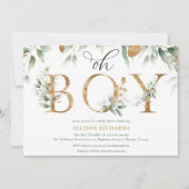Oh Jongen elegant simpel groen goud baby shower Kaart (Voorkant)
