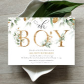Oh Jongen elegant simpel groen goud baby shower Kaart