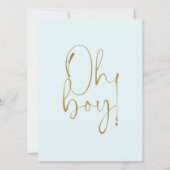 Oh jongen | Elegant Waterverf gewoon Baby shower Kaart (Achterkant)