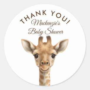 Oh jongen Giraffe Safari Baby shower Dank je wel Ronde Sticker