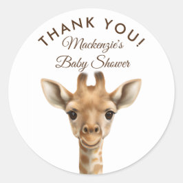Oh jongen Giraffe Safari Baby shower Dank je wel Ronde Sticker