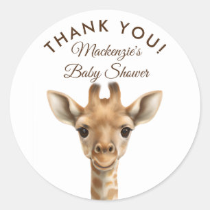 Oh jongen Giraffe Safari Baby shower Dank je wel Ronde Sticker