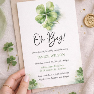 Oh jongen groene klaver St. Patrick's Day baby sho Kaart