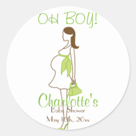 OH JONGEN! Groene Silhouet Baby shower Stickers