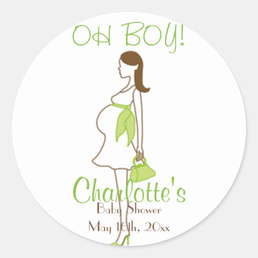 OH JONGEN! Groene Silhouet Baby shower Stickers (Voorkant)