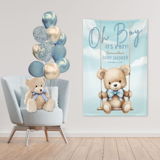 Oh jongen het is een jongen Beer Baby shower achte Spandoek