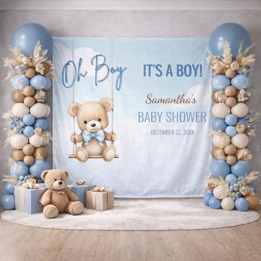Oh jongen het is een jongen Beer Baby shower achte Wandkleed