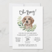 Oh jongen! Leuke Waterverf Puppy Dog Baby shower Kaart (Voorkant)