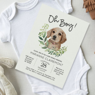 Oh jongen! Leuke Waterverf Puppy Dog Baby shower Kaart