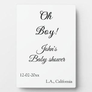 oh jongen meisje baby shower voeg naam datum jaar fotoplaat