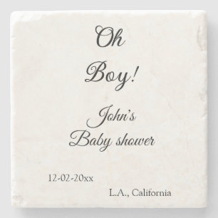 oh jongen meisje baby shower voeg naam datum jaar stenen onderzetter