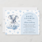 Oh jongen | Modern Blue Elephant Boy Baby shower Kaart (Voorkant)