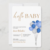 Oh jongen modern eucalyptusblauw ballon baby showe kaart (Voorkant)