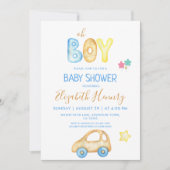 Oh jongen moderne baby jongen douche kaart (Voorkant)