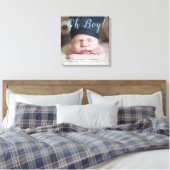 Oh jongen! Nieuwe Baby Foto Keepsake geboortestati Canvas Afdruk (Insitu (Slaapkamer))