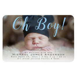 Oh jongen! Nieuwe baby geboorte aankondiging foto Magneet
