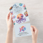 Oh jongen onder het Zee Baby shower All In One Uitnodiging (Afscheurbaar)