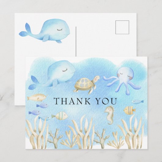 Oh jongen onder het Zee Baby shower Dank je wel Briefkaart (Voorkant / Achterkant)