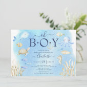 Oh jongen onder het Zee Baby shower Kaart (Staand voorkant)