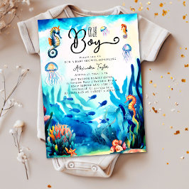 Oh jongen onder het Zee Seahorse Ocean Baby shower Kaart