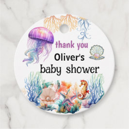 Oh jongen onder het zeeen kwal baby shower bedankjes labels